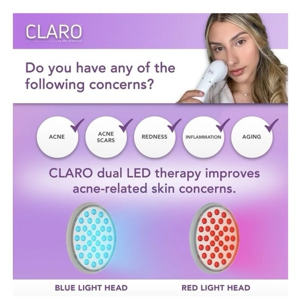 CLARO Acne Treatment Light Therapy System by SPA Sciences, Blue & Red LED - Picture 13 of 14